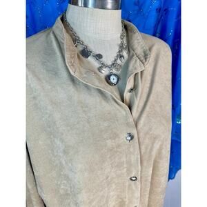 Coldwater Creek Faux Suede Western Boho Button Up XL